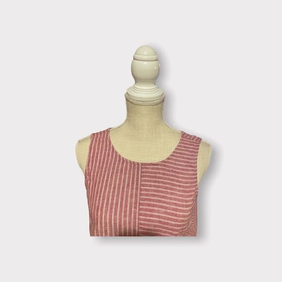 VINCE CAMUTO | EUC Women’s Ticking Stripe Linen Sleeveless Top Dark Pink Size XS - Picture 7 of 11